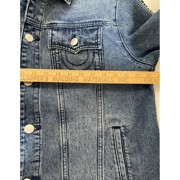 True Religion Denim Trucker Jacket Men's L Medium Wash Tape Logo NEW MSRP$179 - Picture 12 of 15